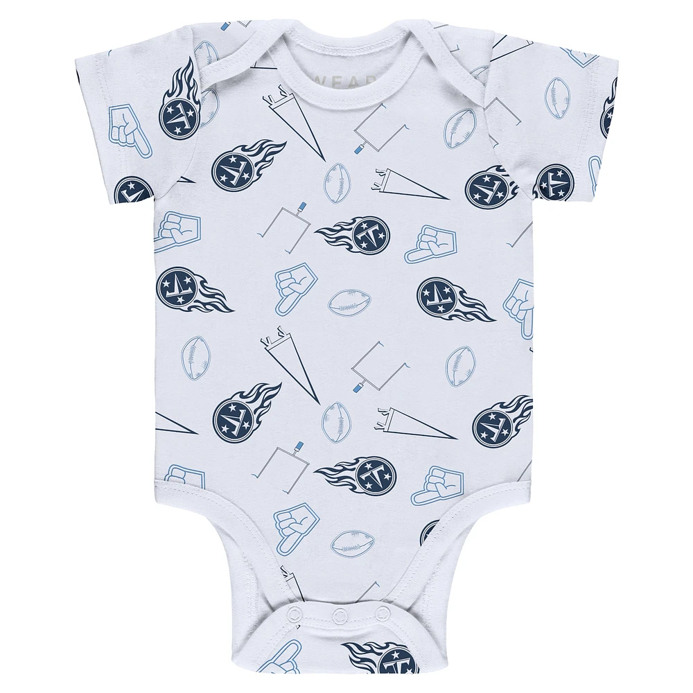 Newborn & Infant WEAR by Erin Andrews Gray/Navy/White Tennessee Titans Three-Piece Turn Me Around Bodysuits Pant Set