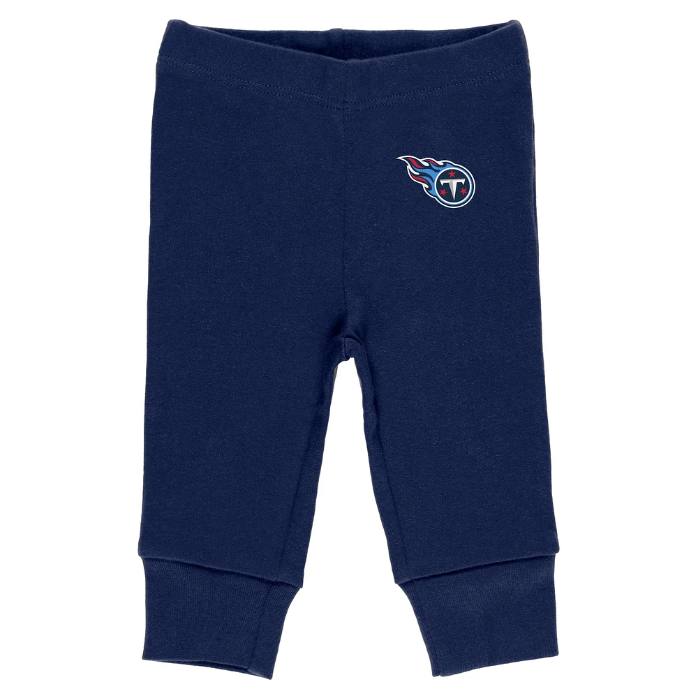 Newborn & Infant WEAR by Erin Andrews Gray/Navy/White Tennessee Titans Three-Piece Turn Me Around Bodysuits Pant Set