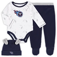 Newborn & Infant White/Navy Tennessee Titans Dream Team Bodysuit Pants Hat Set