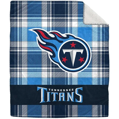 Couverture en peluche Sherpa en flanelle à carreaux Pegasus Tennessee Titans 50" x 60"