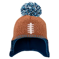 Bonnet en tricot marron avec pompon pour enfant d'âge préscolaire, motif tête de football des Tennessee Titans