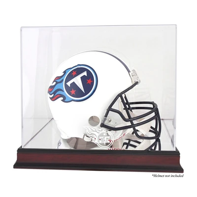 Vitrine de présentation du logo du casque des Titans du Tennessee en acajou avec dos miroir