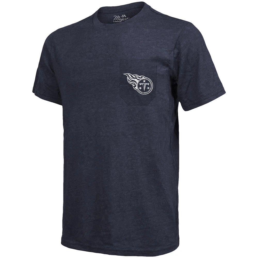 Tennessee Titans Majestic Threads Tri-Blend Pocket T-Shirt - Navy