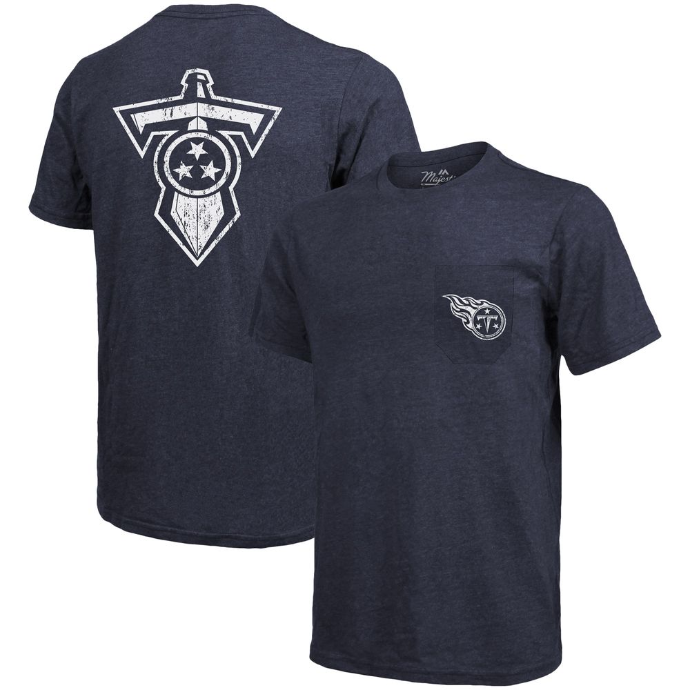 Tennessee Titans Majestic Threads Tri-Blend Pocket T-Shirt - Navy