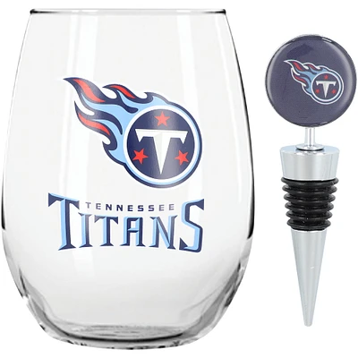 Gobelet sans pied de 15 oz avec bouchon pour bouteille de vin des Tennessee Titans de The Memory Company