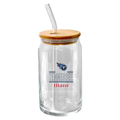 The Memory Company Tennessee Titans 16oz. Verre à bière Classic Crew avec couvercle en bambou