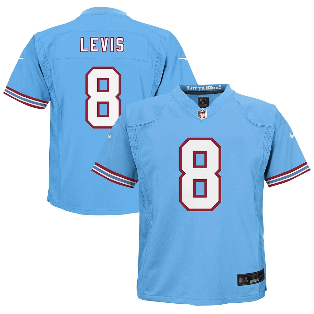 Maillot de match rétro Nike Will Levis bleu clair Tennessee Titans Alternate Oilers pour tout-petit