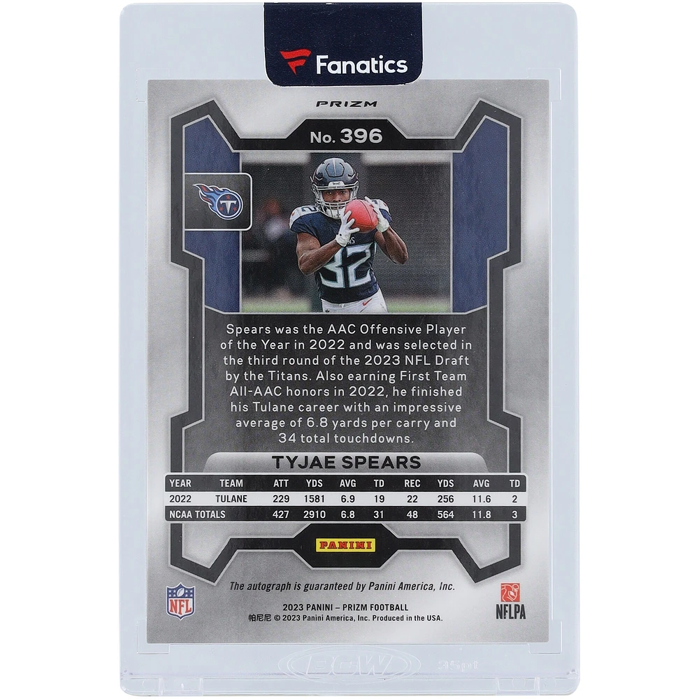 Tyjae Spears Tennessee Titans Autographed 2023 Panini Prizm Silver #396 Rookie Card 