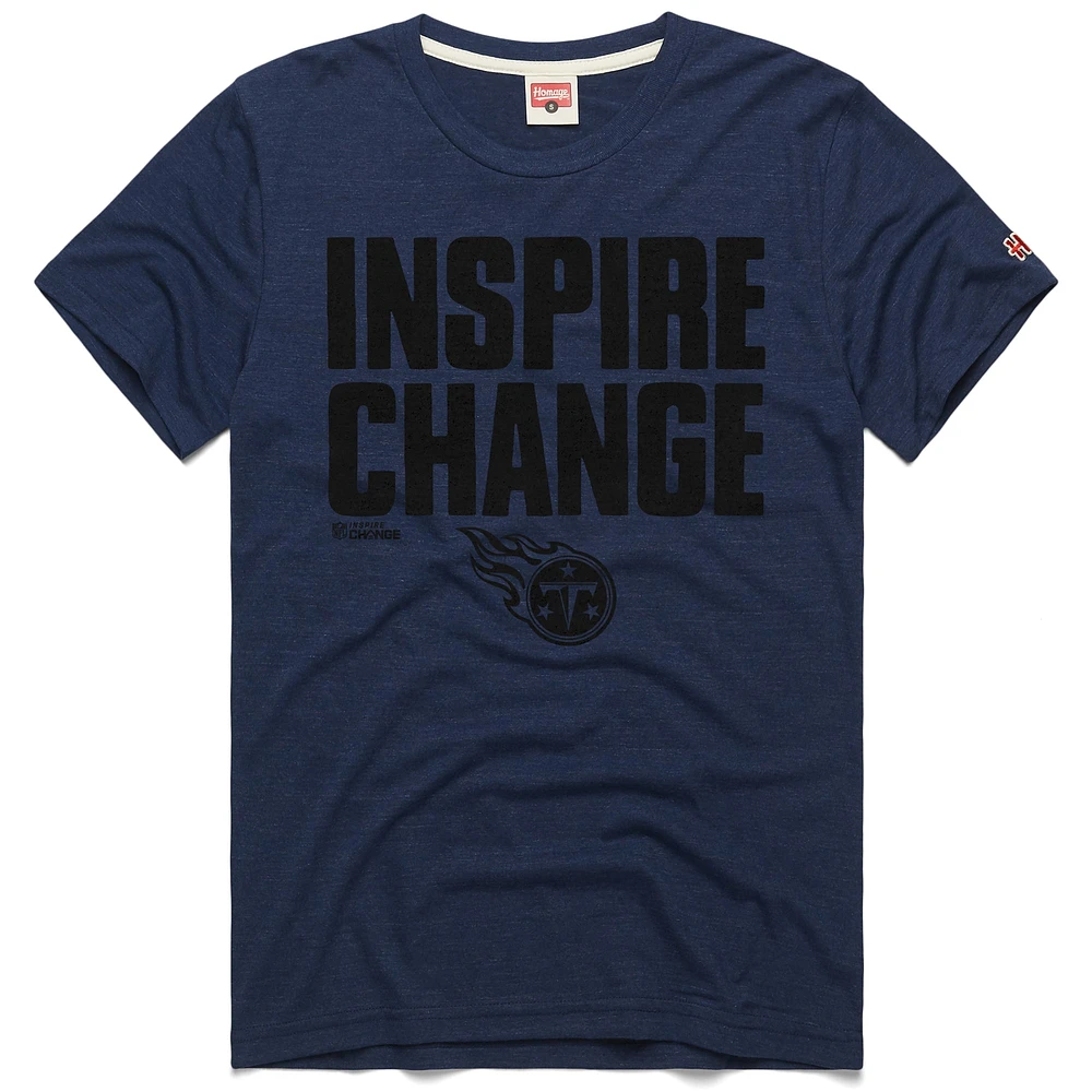 Unisex Homage Navy Tennessee Titans 2024 Inspire Change Tri-Blend T-Shirt