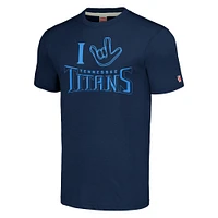 Hommage unisexe aux Titans du Tennessee de La marine collection NFL ASL par Love Sign T-shirt à trois mélanges