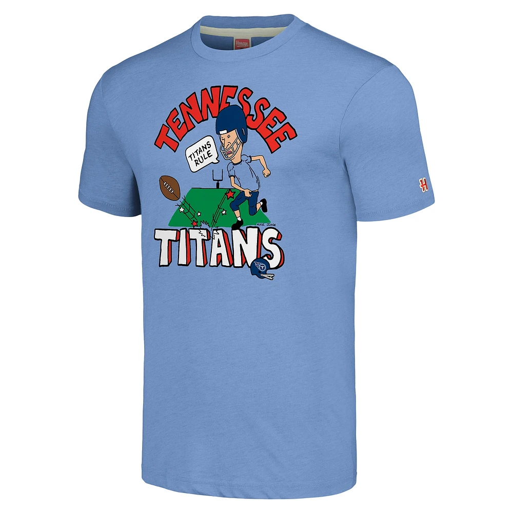 Unisex NFL x Homage Beavis and Butt-Head Light Blue Tennessee Titans Tri-Blend T-Shirt