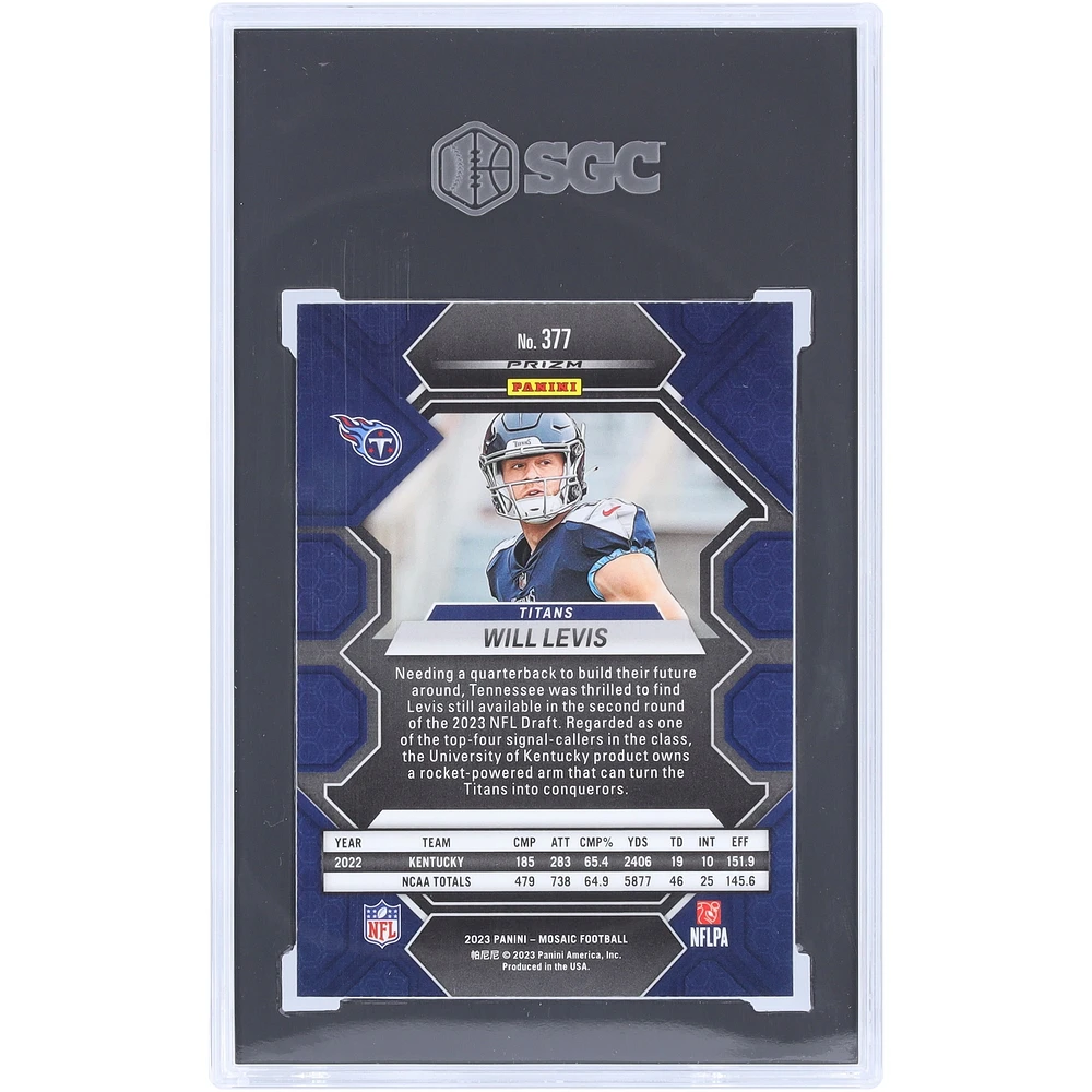 Will Levis Tennessee Titans 2023 Panini Mosaic Blue Reactive Prizm #377 SGC Authenticated 9 Rookie Card