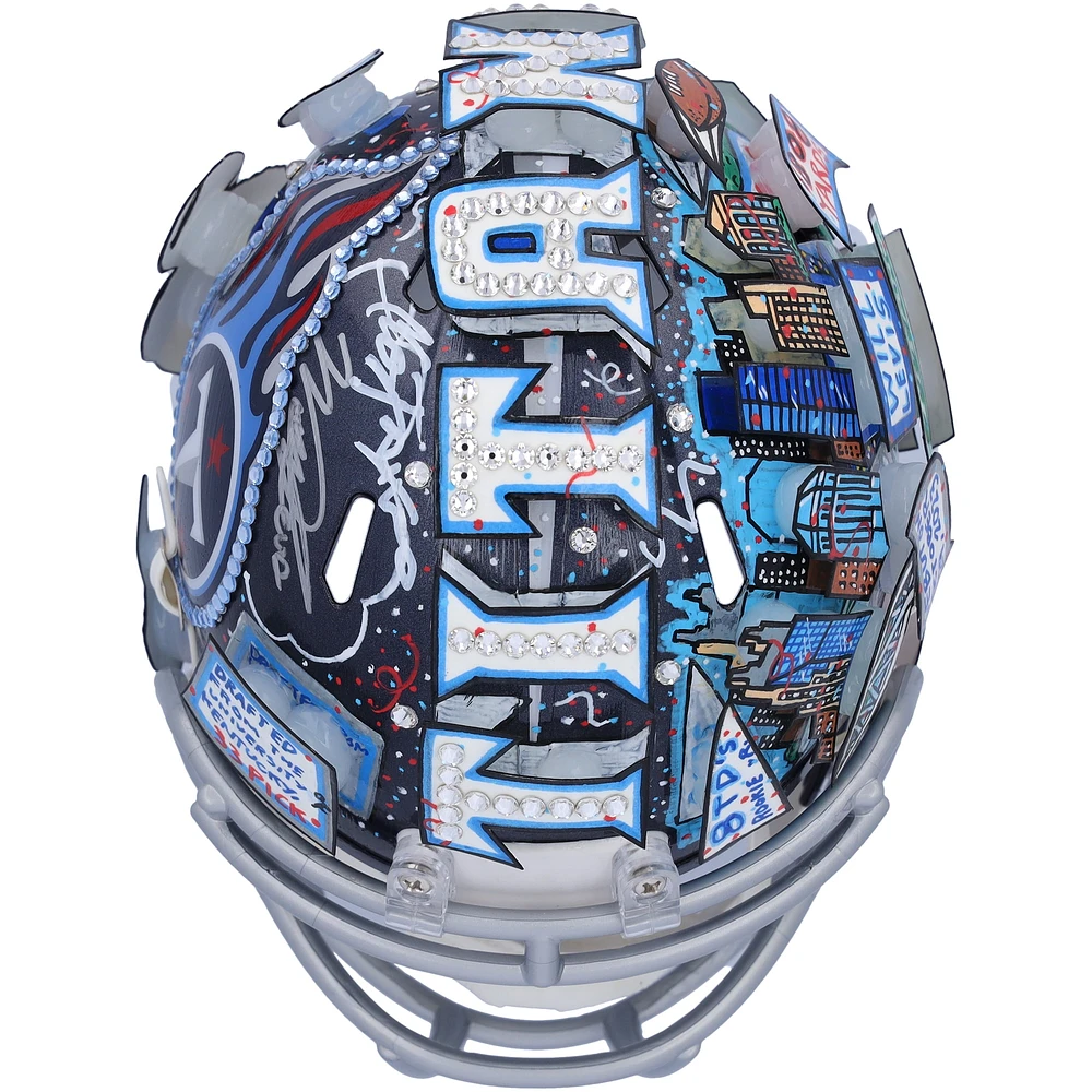 Will Levis Tennessee Titans Autographed Riddell Speed Mini Helmet - Art by Charles Fazzino - QL84439498