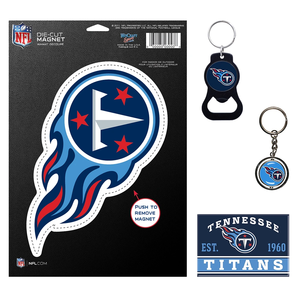 WinCraft Tennessee Titans 4-Pack Key Rings and Magnets Set