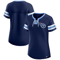 Women's Fanatics  Navy Tennessee Titans Lace-Up Bling T-Shirt