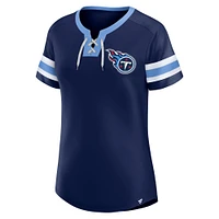 Women's Fanatics  Navy Tennessee Titans Lace-Up Bling T-Shirt