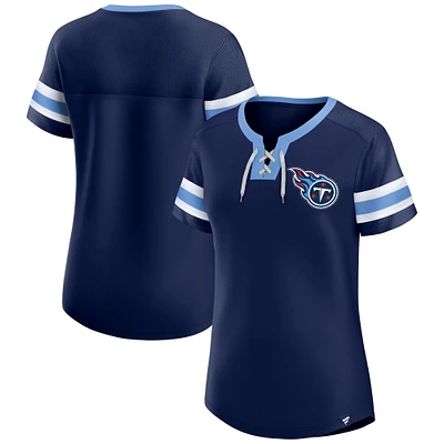 Women's Fanatics  Navy Tennessee Titans Lace-Up Bling T-Shirt