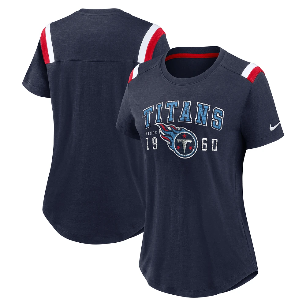 Women's Nike  College Navy Tennessee Titans Historic Slub Fashion T-Shirt