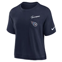 T-shirt Nike College Navy Tennessee Titans Performance Pocket pour femme