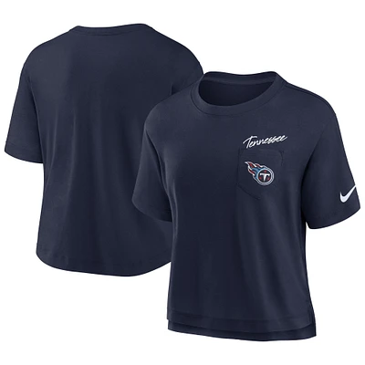 T-shirt Nike College Navy Tennessee Titans Performance Pocket pour femme