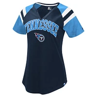 Women's Starter  Navy Tennessee Titans Game On Notch Neck Raglan T-Shirt