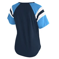 Women's Starter  Navy Tennessee Titans Game On Notch Neck Raglan T-Shirt