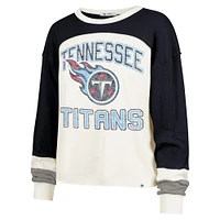 Women's '47 Cream Tennessee Titans Double Header Curve Raglan Long Sleeve Crop Top