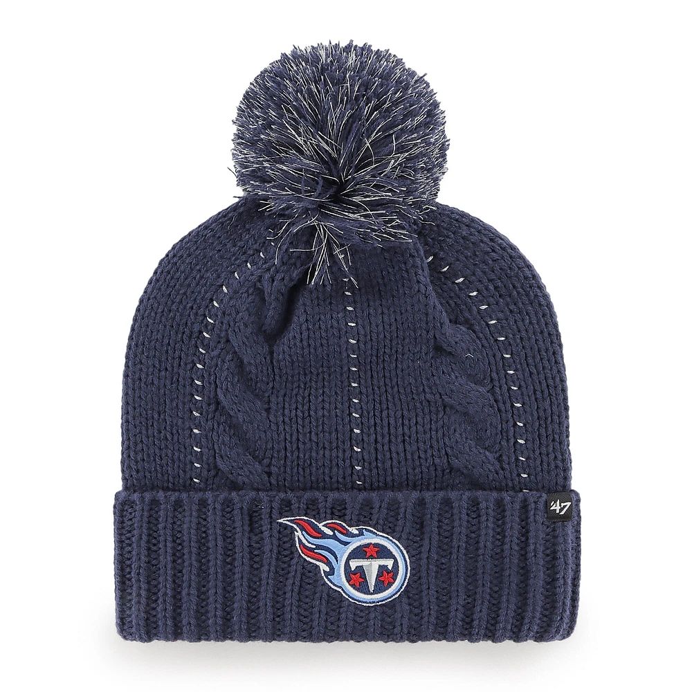 Bonnet en tricot à revers babiole '47 Navy Tennessee Titans pour femme avec pompon