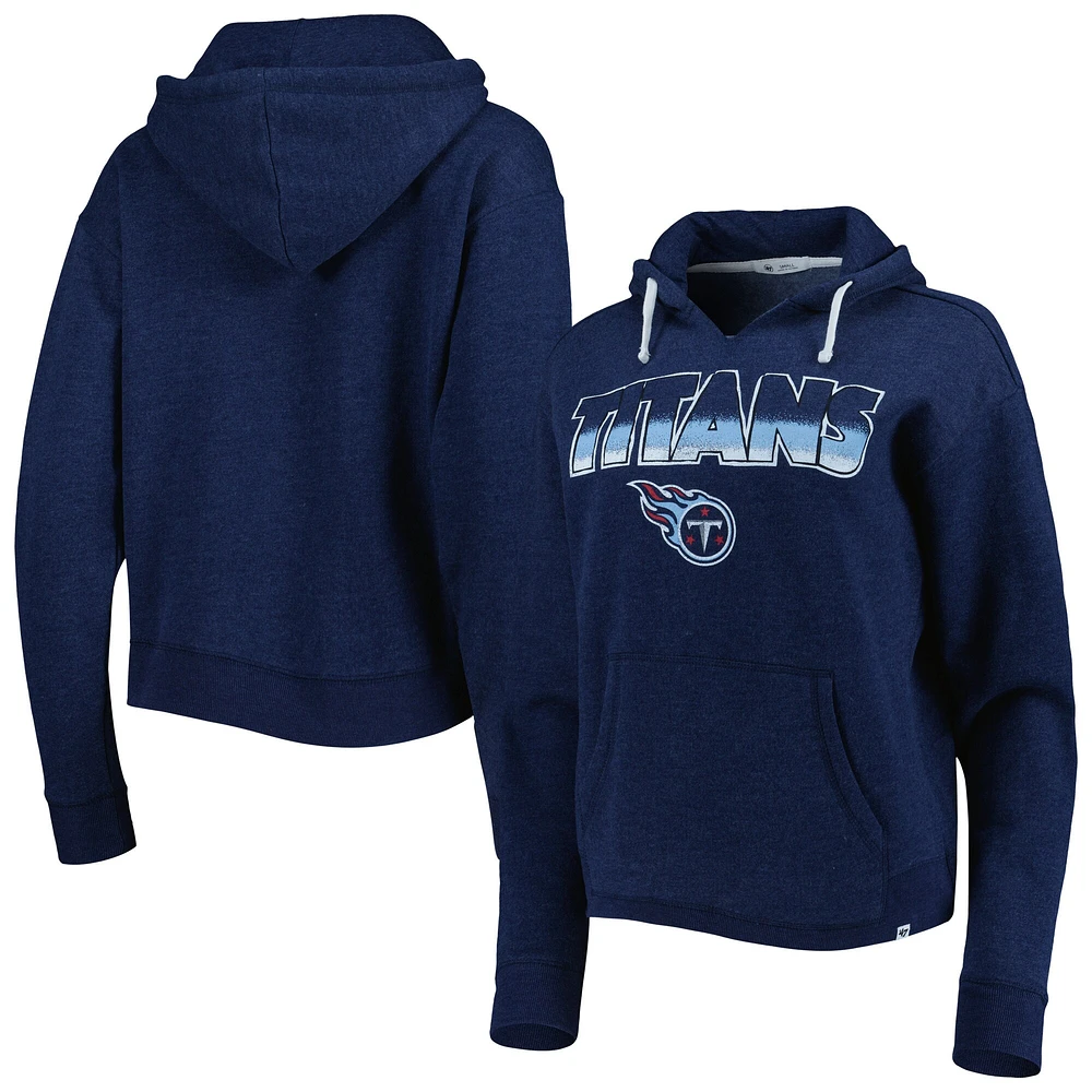 Women's '47 Navy Tennessee Titans Color Rise Kennedy Notch Neck Pullover Hoodie