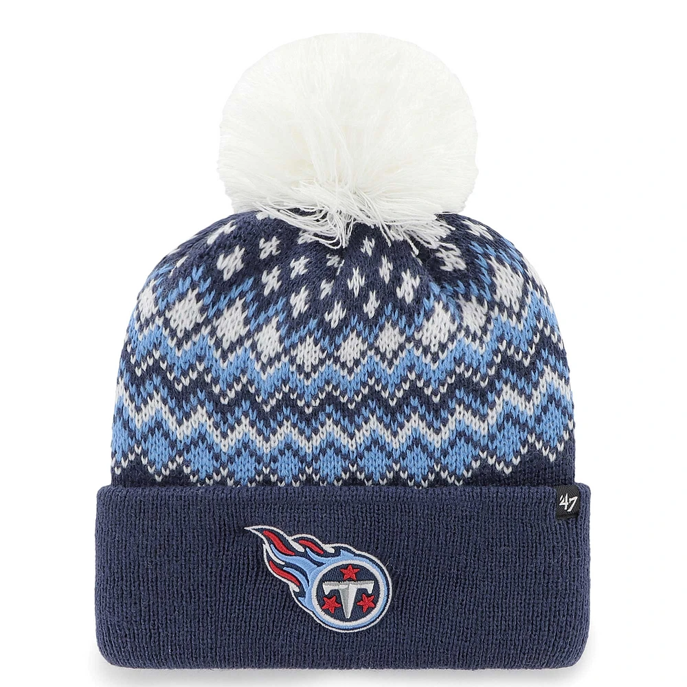 Women's '47 Navy Tennessee Titans Elsa Cuffed Knit Hat with Pom