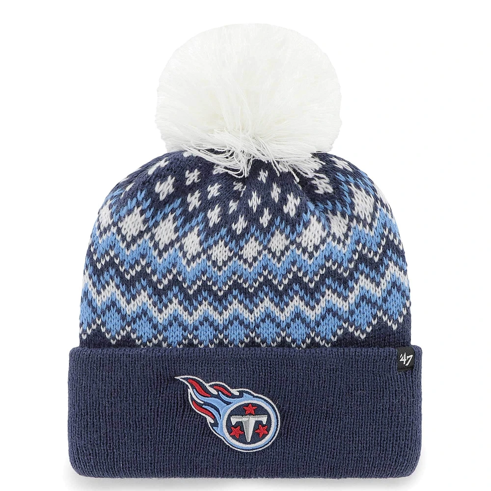 Bonnet en tricot à revers Elsa '47 Navy Tennessee Titans pour femmes avec pompon