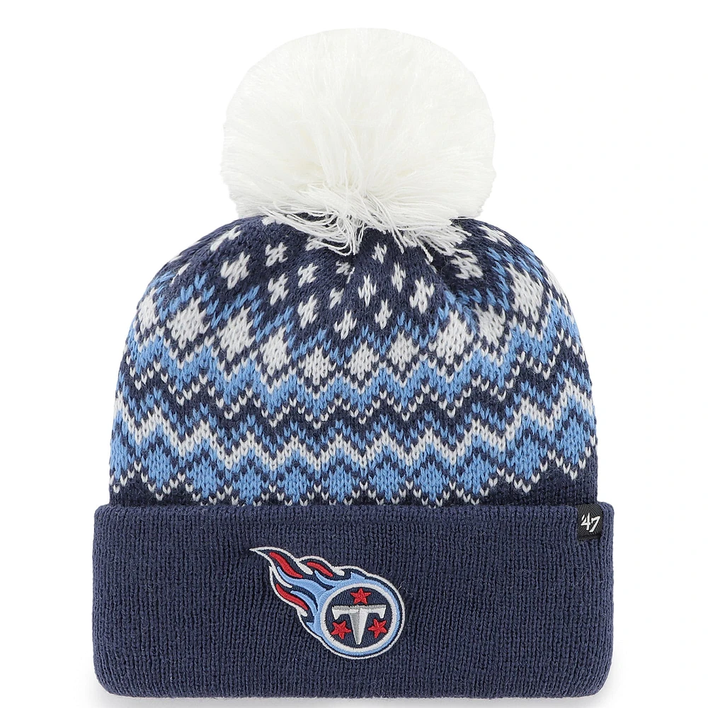 Women's '47 Navy Tennessee Titans Elsa Cuffed Knit Hat with Pom