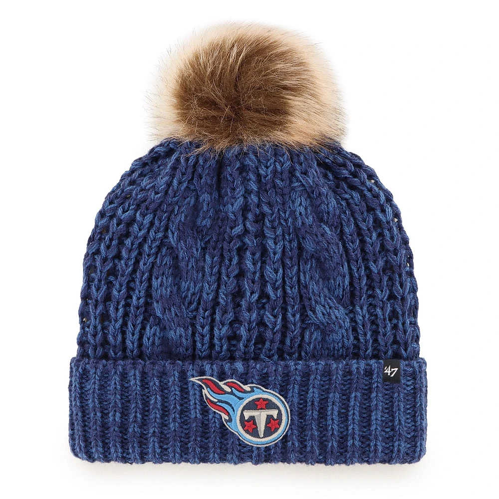 Bonnet tricoté à revers Meeko '47 bleu marine Tennessee Titans pour femme avec pompon