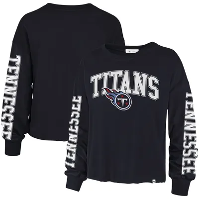 Women's Tennessee Titans '47 Navy Skyler Parkway Cropped Long Sleeve T-Shirt