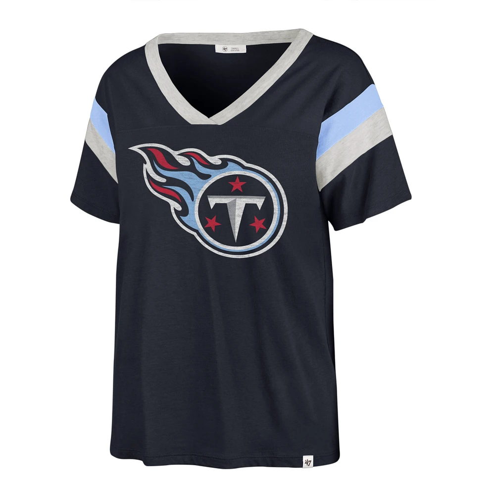 T-shirt à col en V Phoenix des Titans du Tennessee '47 pour femme, bleu marine