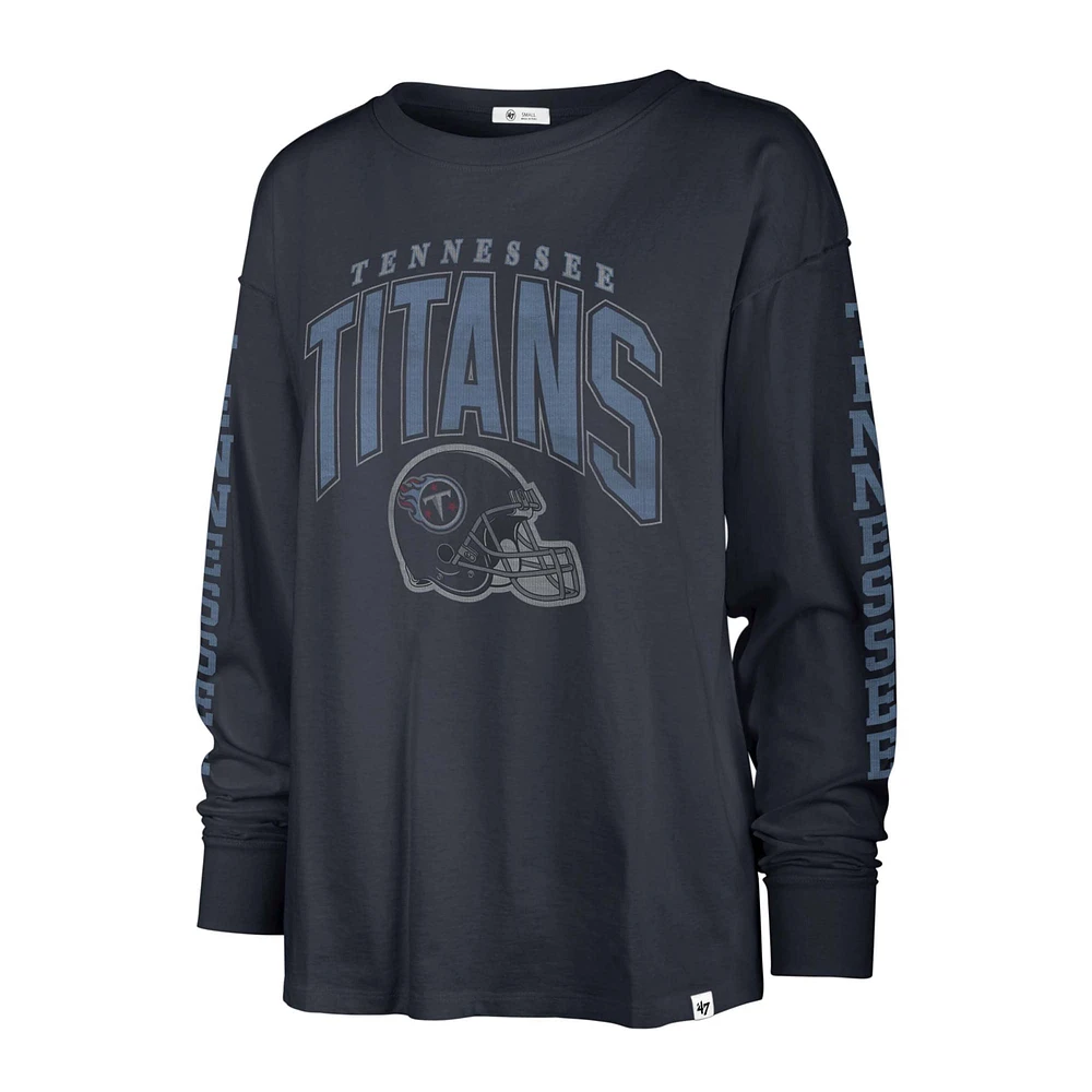 Women's '47 Navy Tennessee Titans Tom Cat Lightweight Long Sleeve T-Shirt