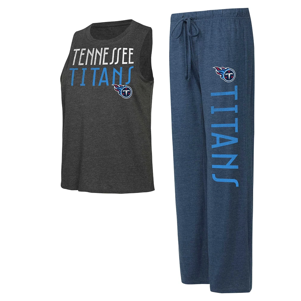 Women's Concepts Sport Navy/Charcoal Tennessee Titans Muscle Tank Top & Pants Lounge Set