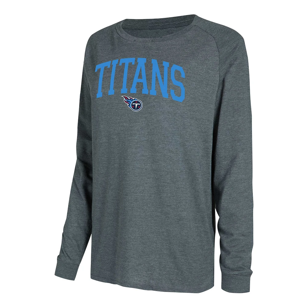 Women's Concepts Sport Navy/Charcoal Tennessee Titans Raglan Long Sleeve T-Shirt & Shorts Lounge Set