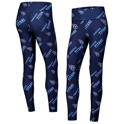 Leggings de nuit en tricot imprimé all-over Breakthrough Tennessee Titans bleu marine pour femmes Concepts Sport