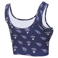 Women's Concepts Sport Navy Tennessee Titans Record Allover Print Bralette