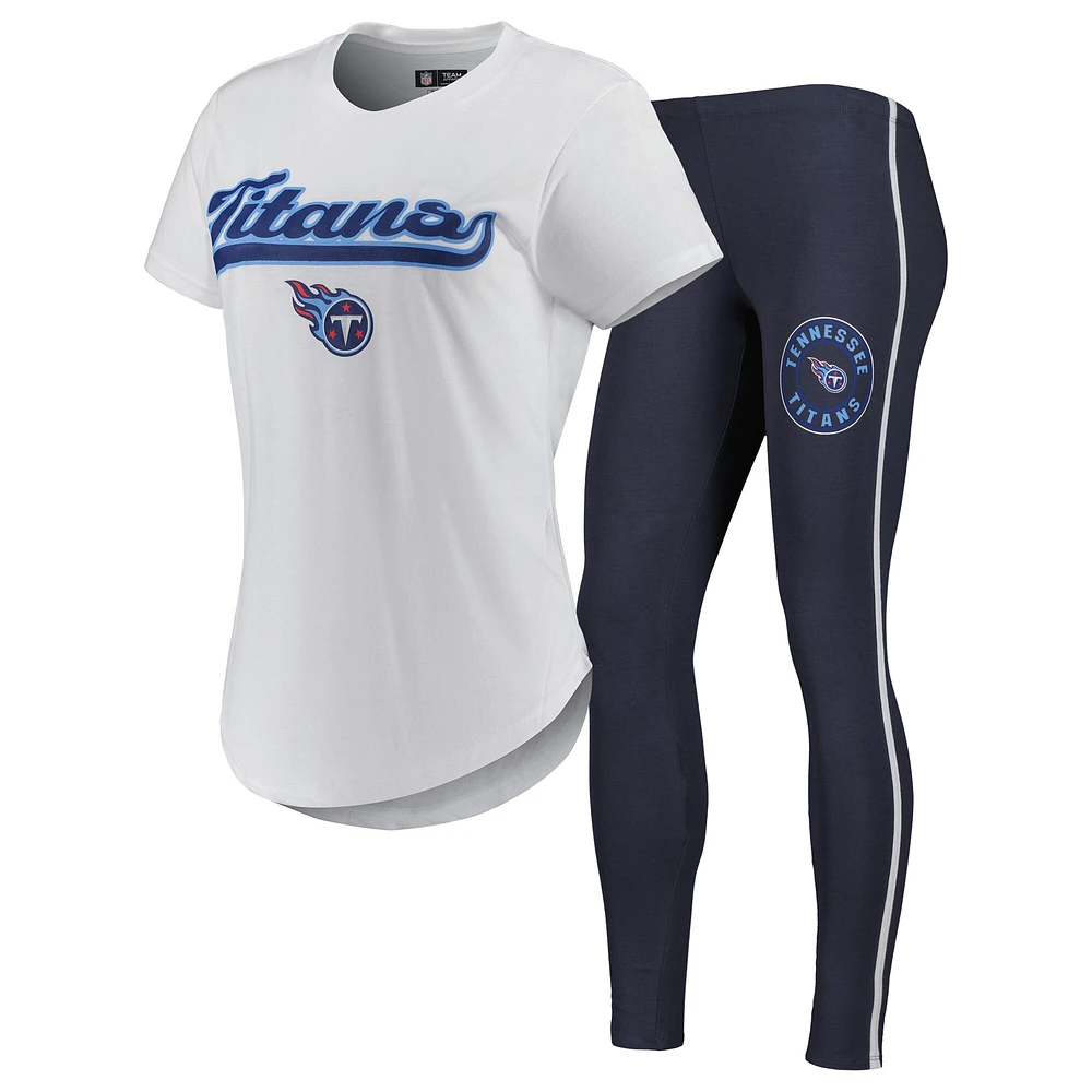 Ensemble de pyjama et legging Concepts Sport pour femme, blanc/anthracite Tennessee Titans Sonata