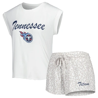 Ensemble de nuit T-shirt et short en tricot Tennessee Titans Montana Concepts Sport pour femme, blanc/crème