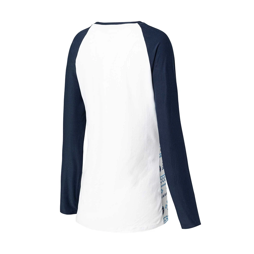 Ensemble de nuit Concepts Sport pour femmes, t-shirt et pantalon à manches longues Tennessee Titans Tinsel Raglan, blanc/bleu marine