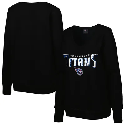 Tennessee Titans Cuce Women's Sequin Logo V-Neck Pullover Sweatshirt - Black