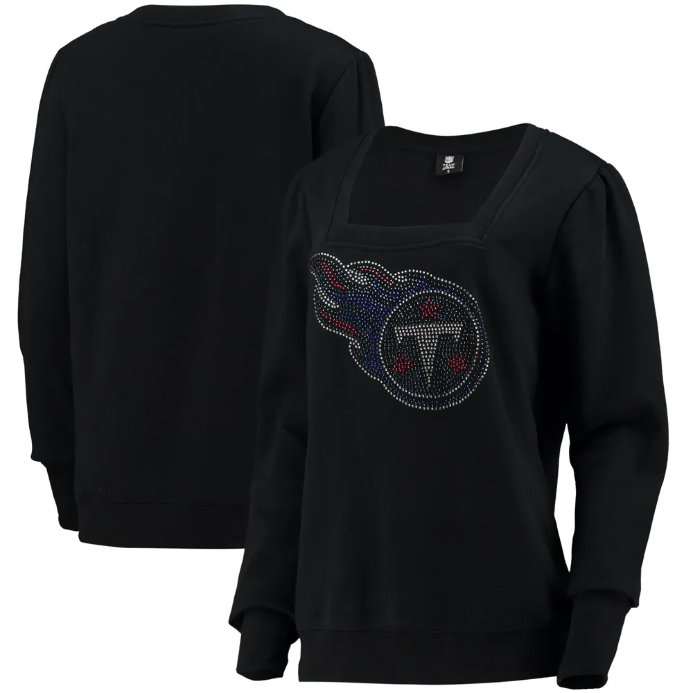 Women's Cuce Black Atlanta Falcons Sequin Logo V-Neck Pullover Sweatshirt