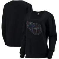 Women's Cuce Black Baltimore Ravens Sequin Logo V-Neck Pullover Sweatshirt Size: Large