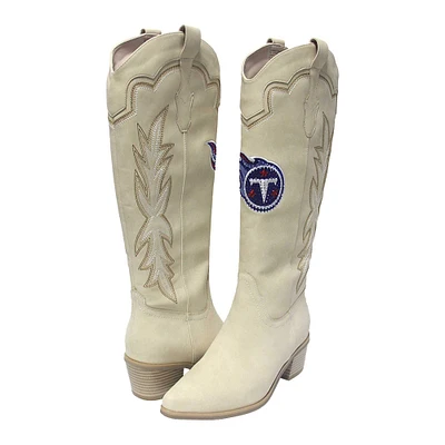 Women's Cuce Cream Tennessee Titans Cowboy Boots