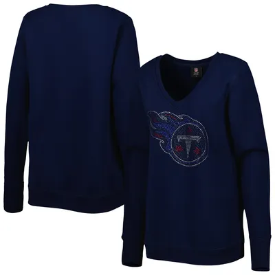 Tennessee Titans Cuce Women's Deep V-Neck Pullover Sweatshirt - Navy