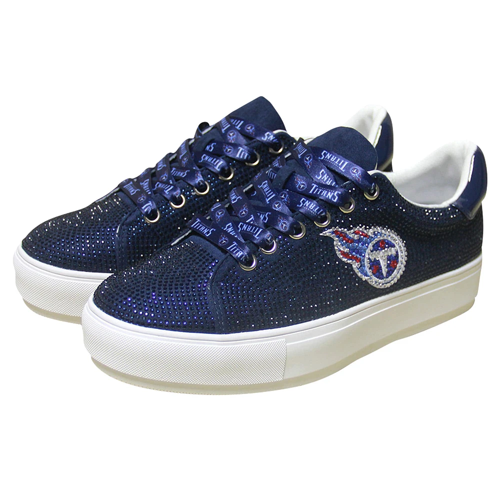 Women's Cuce Navy Tennessee Titans Team Color Crystal Sneakers