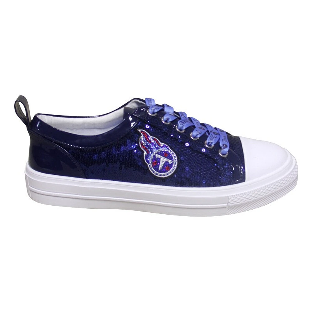 Women's Cuce Navy Tennessee Titans Team Sequin Sneakers